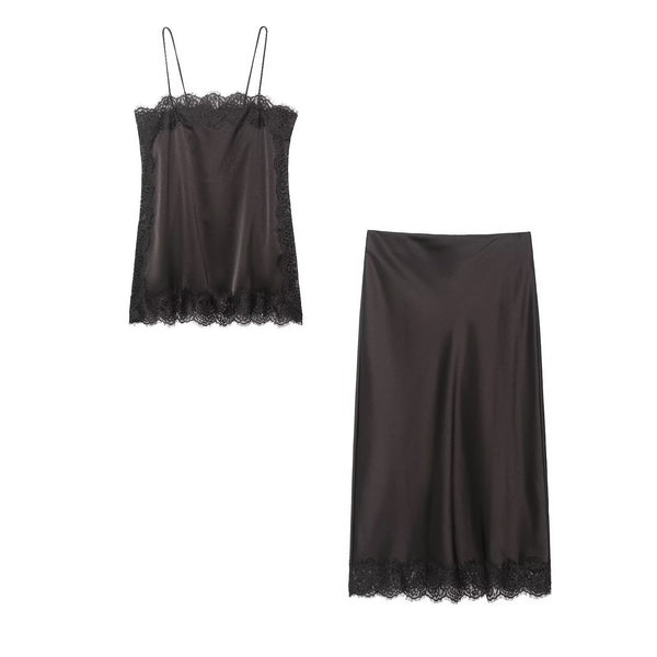 Conjunto Top y Falda de Encaje