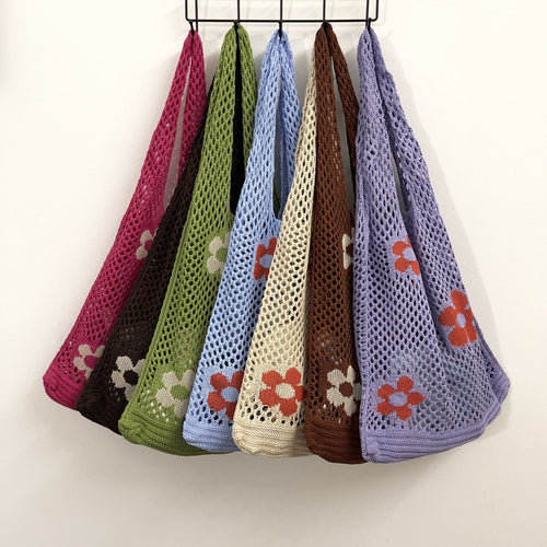Bolso Tote Crochet Flores