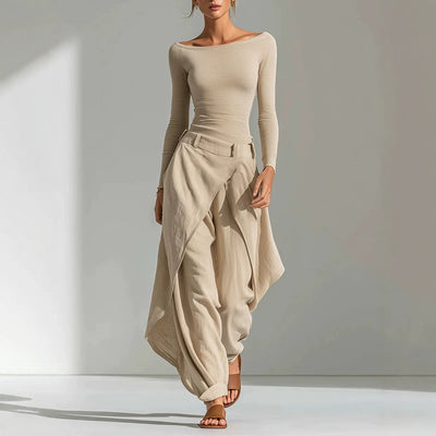 Conjunto Top y Pantalón Fluido Albaricoque
