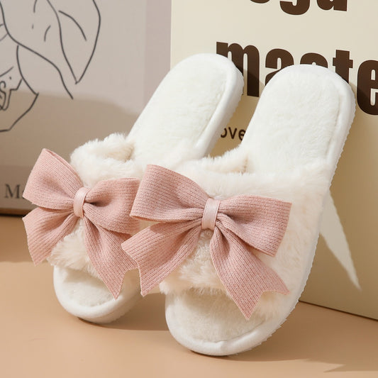 Cozy bow slippers