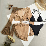 Lace mesh four-piece bikini