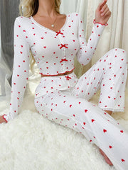 Pijama jacquard cuello V