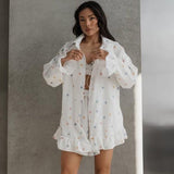 Conjunto Bata Algodón Volantes