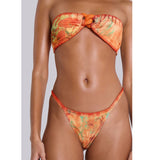 Vintage print three-piece bikini