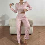 Conjunto floral manga larga loungewear