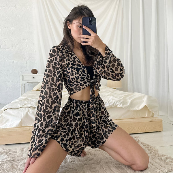 Pijama Leopardo Manga Larga