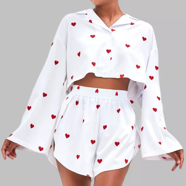 Conjunto estampado blanco shorts split
