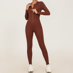 Zip long sleeve yoga jumpsuit