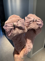 Bow cotton slippers