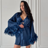 Conjunto lencería bata tres piezas
