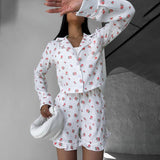 Conjunto Bata Algodón Floral con Volantes