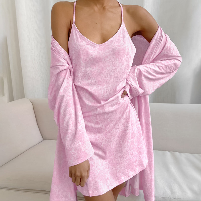 Conjunto vestido camisola bata primavera
