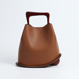 Bolso Cubo Piel Vacuno Asa Madera