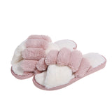 Flat cross furry slippers