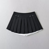 Falda Mini Plisada Efecto Doble