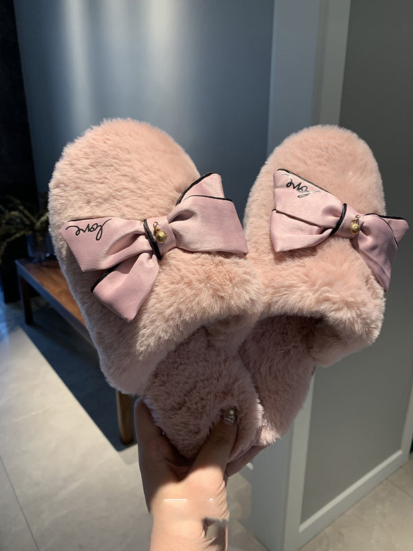 Bow cotton slippers