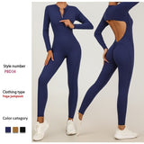 Zip long sleeve yoga jumpsuit