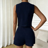 Conjunto Chaleco y Pantalón Palazzo Azul