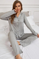 Pijama Camisero Manga Larga Liso