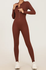 Zip long sleeve yoga jumpsuit