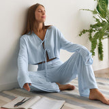 Pijama Jacquard Crop Acanalado