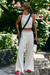 Conjunto Ribbed Manga Corta Pantalón Ancho