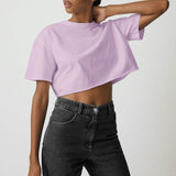 Crop Top Algodón Manga Corta