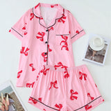 Pijama Seda Leche Lazo Rosa