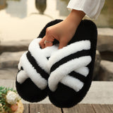 Cross strap platform slippers
