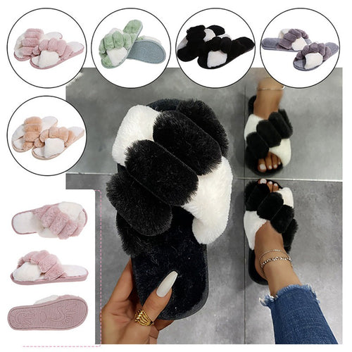Zapatillas Peluche Planas Cruzadas