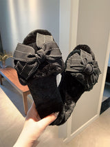 Bow cotton slippers
