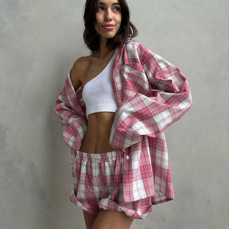 Pijama cuadros clásico algodón