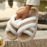 Cross strap platform slippers