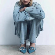 Slingback Denim con Cristales