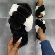 Zapatillas Peluche Planas Cruzadas