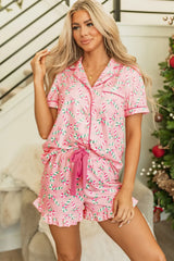 Pijama Cuello Camisero Navidad y Shorts