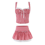 Set Bodysuit Cuadros con Falda Mini