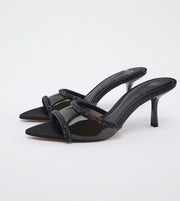 Mules Slingback Negras con Cristales