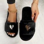 Heart charm slippers