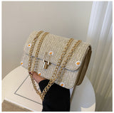 Bolso Paja Flores con Cadena