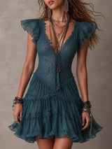 Vestido Mini Azul Marino con Tul