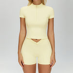 Fashionable Sports Top And Shorts Yoga Set