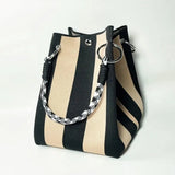 Bolso Cubo Tejido de Punto Rayas