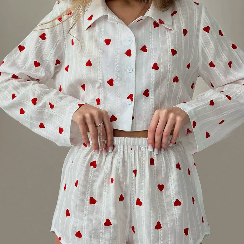 Conjunto corazón jacquard algodón