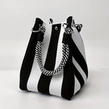 Bolso Cubo Tejido de Punto Rayas