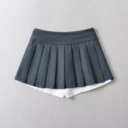 Falda Mini Plisada Efecto Doble