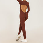 Zip long sleeve yoga jumpsuit