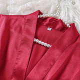Conjunto Bata y Vestido Seda Roja