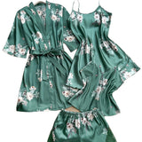 Conjunto loungewear seda cuatro piezas