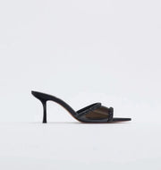 Mules Slingback Negras con Cristales